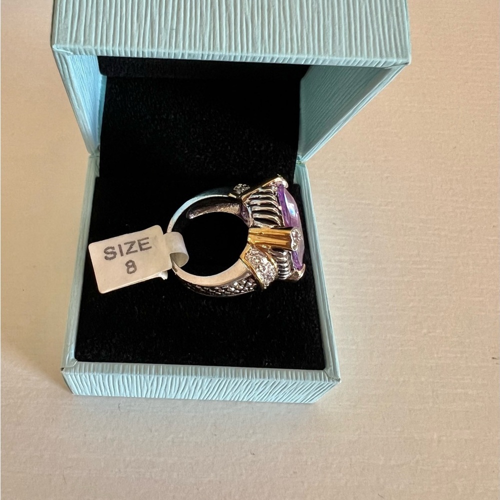 Cocktail Ring Cubic Zirconia Lilac Stone - Picture 4 of 5
